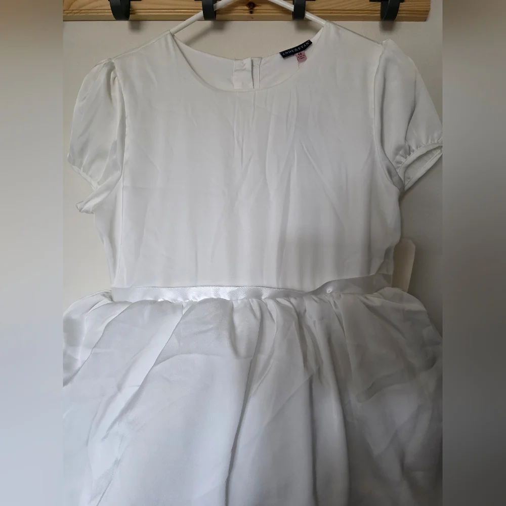 Andy‎ & Evan Girls Puff Sleeve Satin Tiered Dress